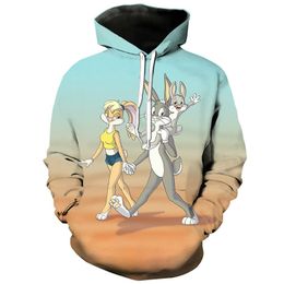 Women Men 3D Print Hoodies Pullover Sweatshirts Bugs Bunny looney tunes collage 