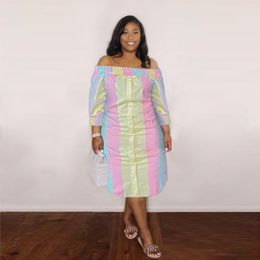plus size black and white vertical striped dress