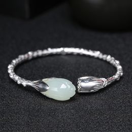Silver Natural Y Tian Yu Lotus Hecho A Mano Temperamento De Silver Natural Y Tian Yu Lotus Hecho A Mano Temperamento De