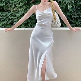 spaghetti silk dress