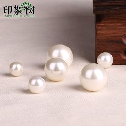 10mm Ear Studs Earrings Pair Half Drilled- 50pcs Pearl Jewelry Round Ball Creamy White Red Blue Champagne Pearl