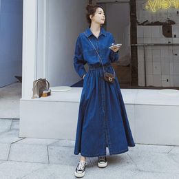 denim long dress outfit