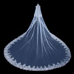 wedding veils NZ - Bridal Veils NZUK High Quality Lace Applique Long Wedding Veil With Comb Two Layer Bride Accessories Voile Mariage