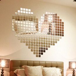 16*Große Quadratische Spiegel Fliesen WandAufkleber 3D Aufkleber Mosaik Home Woh