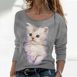Tops Camiseta Con Estampado De Gato Note Cat Para Mujer Cami Tops Camiseta Con Estampado De Gato Note Cat Para Mujer Cami