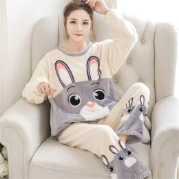 Nightgown Women Men Autumn and Winter Thick Flannel Pajamas Nightdress 