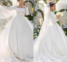 satin wedding gown with sleeves