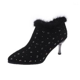 Lackstar Womens Winter Short Boots Round Toe Suede Chunky Low Heel Faux Fur Warm Ankle Snow Booties Lackstar Womens Winter Short Boots Round Toe Suede Chunky Low Heel Faux Fur Warm Ankle Snow Booties