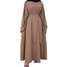 Psunrise Falda Womens Muslim Loose Casual Long Sleeve O-Neck Leopard Print Robe Clothing Zipper Dress 