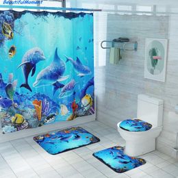 Deep Sea Underwater World Dolphins Plants Fabric Shower Curtain Set Bath Decor Deep Sea Underwater World Dolphins Plants Fabric Shower Curtain Set Bath Decor