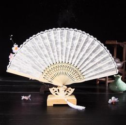 Handmade Lace Bamboo Hand Fan With Vintage Umbrella Set Photo Props White 