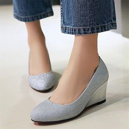 silver wedge high heels