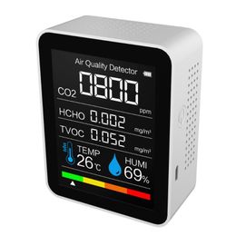 BEAUY Monitor de Aire Detector de DióXido de Carbono CO2 Calidad del Aire Temperatura Monitor de Humedad Medidor de MedicióN RáPida para CO2 Negro