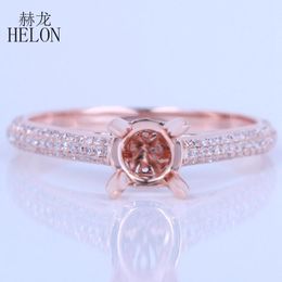 Solid 10K Rose Gold Solitaire DIAMOND SEMI MOUNT RING Round 5.5mm to 6.5mm