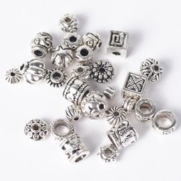 50pcs Tibetan Silver Tube Loose Spacer Beads Jewelry Making DIY Wholesale 