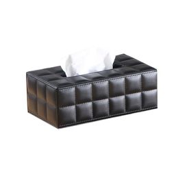 Cubo Negro Cuero de la PU Cubo de Oficina para el hogar Soporte de Papel de Seda Cuadrado Caja de la Cubierta del Estuche Servilletero
