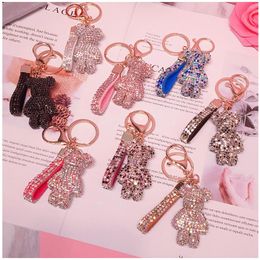 Details about / For Woman Rhinestones Bear Key Chains Bag Pendant Jewelry Accessories Key Rings