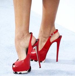 red open toe high heels