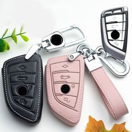 1Pcs Black Sport-Line Genuine Leather Key Case FOB Holder Fit BMW 2 3 5Series X3 