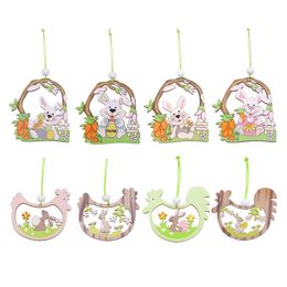 Joyeuses Pâques Easter Pendentif pendaison ornements en bois Pendentifs LAPIN Oeuf
