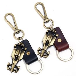 Novelty Punk Men PU Leather Vintage Metal Key Chain Keyring Keyfob Xmas Gifts 