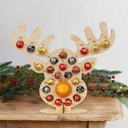 Wooden Advent Calendar Fits Chocolate Orange Christmas Reindeer Display Rack 