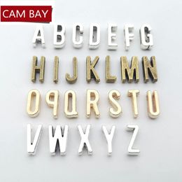 26 Bronze Tone Alphabet Letter "A-Z" Slide Charm Beads Fit 7mm Wristbands 