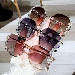 Rhinestones De Lujo Moda Mujer Gafas De Sol Bling Metal Top Rhinestones De Lujo Moda Mujer Gafas De Sol Bling Metal Top