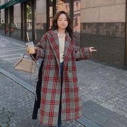 Winter Warm Wool Coat Women 20180 Fashion Plaid Loose Woolen Jackets Coats Thick England Style Winter Warm Wool Coat Women 20180 Fashion Plaid Loose Woolen Jackets Coats Thick England Style