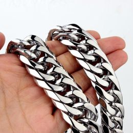 FANS JEWELRY Mens 17MM Heavy Polished 316L Stainless Steel Necklace Bracelet Cuban Curb Chain Link 7-40 FANS JEWELRY Mens 17MM Heavy Polished 316L Stainless Steel Necklace Bracelet Cuban Curb Chain Link 7-40