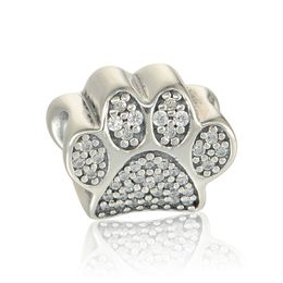 Dog Cat Bear Paw Print Bead Charm Spacer Fits European Bracelets/Necklace