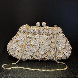 White Bridal Borsa da sposa bianca con strass a catena increspata