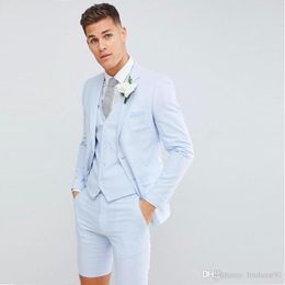 Fitty Lell Men Suit 2 Piece Groom Tuxedo with Short Pants Fashion Business Mens Summer Wear Suits Sets 