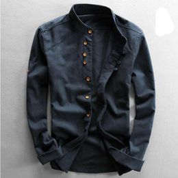 OUDIYA Mens Long Sleeve Tunic-Style Stand Collar Shirt with Pockets Casual Button-Down Shirts OUDIYA Mens Long Sleeve Tunic-Style Stand Collar Shirt with Pockets Casual Button-Down Shirts