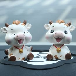 Cute Gold Ox Ornament Resin DIY Animal Figurines Car Desktop Decor Gift Utility 
