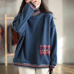 Etecredpow Womens Slim Long Sleeve Striped Pullover Turtleneck Color Block Vogue Sweatshirts 