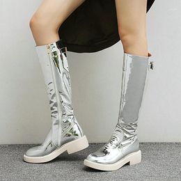 silver boots flat