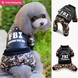 Pet Dog Clothes Overall Thickening Dog Puppy Jumpsuit Costume FBI Warm Winter Clothing For Boy Dogs