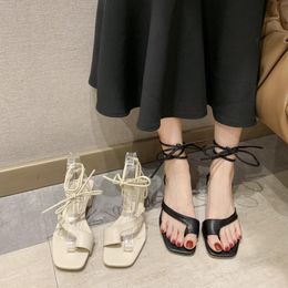 black strappy chunky heels