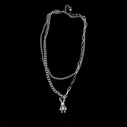 Français Lapin de Pâques en verre noir cabochon Chaîne Collier Sautoir Pendentif Wholesale