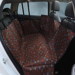 dog back seat protector UK - Dog Car Seat Covers Print Flower Pet Waterproof Carrier Rear Back Oxford High Qulity Cushion Protector Brown Cover