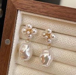 11-13mm White Baroque Pearl Earrings 18k Hook Natural Wedding Luxury Gift Earbob 