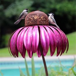 comedero de colibrí para jardín al aire libre Alimentador de pájaros con forma de coneflower rosa para pájaros silvestres