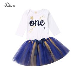 Tutu Skirt 2pcs//Set Infant Baby Girls 1st Birthday Outfits Short Sleeve Romper