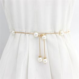 Day of Saturn Womens Belt for Dress Stretch Circle Loop Imulate Pearl 