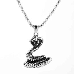 Gold Color Necklace Cz Mens Titanium Steel Snake Winding Cross Pendant Necklace Fashion Jewelry 60 cm Chain Gold-Color 