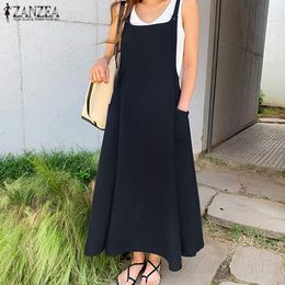 Negro ZANZEA más el tamaño de Womne ocasional del verano vestido sin mangas vestido de Lacer camisón pijamas 