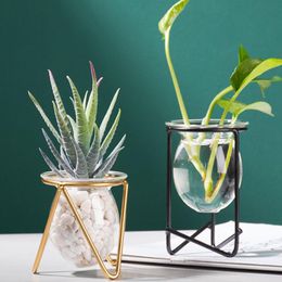 vases en verre avec support en bois Terrarium pour plantes hydroponiques Accueil Bureau Jardin Décor LESES Vase en verre Station de propagation
