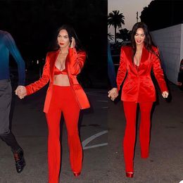 red formal pants suits