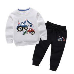 Chicas//Niños Pijamas impresión de excavadora Blanco